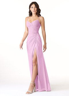 Azazie Reneya Bridesmaid Dresses Candy Pink Mermaid Bow Mesh Dress image3