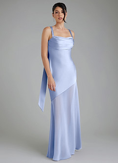 Azazie Piper Robes de demoiselle d'honneur Robe Sirène en Satin extensible Plissée Eis image1