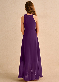 Azazie Boop Girls Formal Blumenmädchenkleider A-Linie Schleifen Chiffon Kleid Traube image2