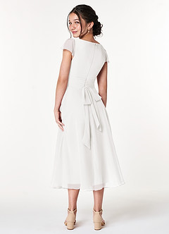 Azazie Payton Junior Vestido de Blanco de Gasa de Corte en A con Lazo image2