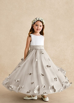 Azazie Vi Flower Girl Klänningar Klänning A-Line i Tyll Ärmlös image8