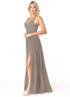 Azazie Chanel Bridesmaid Dresses Taupe A-Line Pleated Chiffon Dress image3
