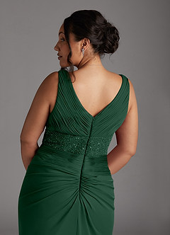 Azazie Winona Abiti per la Madre della Sposa Abito Sirena in Maglia Lustrini Verde Scuro image2