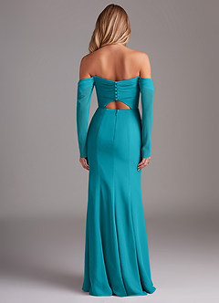 Azazie Hallie Bridesmaid Dresses Jade Mermaid Long Sleeve Chiffon Dress image8