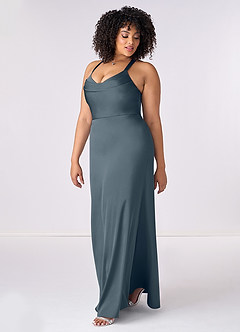 Barbie ♥ Azazie Bridesmaid Dresses Twilight Mermaid Pleated Stretch Satin Dress image9