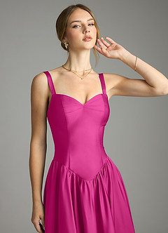 Azazie Evadina Suknie dla druhen Linia A Gorset Satyna elastyczna Do ziemi Sukienka image5