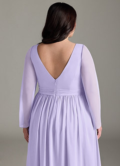Azazie Teton Maternity Bridesmaid Dresses A-Line Long Sleeve Chiffon Floor-Length Dress image13
