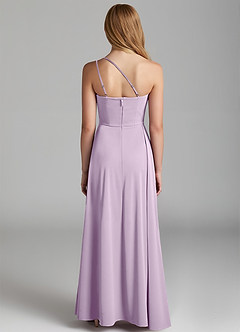 Azazie Maron Junior Frosted Lilac A-Line Pleated Stretch Satin Dress image4