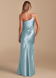Azazie Cristin Bridesmaid Dresses Sky Blue Mermaid One Shoulder Metallic Satin Dress image5