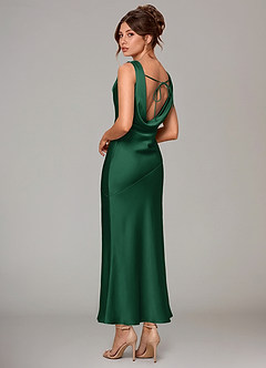 Azazie Rylina 신부 들러리 드레스 인어 주름진 스트레치 새틴 발목 길이 드레스 image5