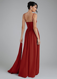 Azazie Alisha Bridesmaid Dresses Terracotta A-Line Corset Chiffon Dress image2