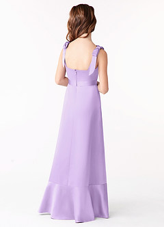 Azazie Barbara Junior Lilac A-Line Bow Stretch Satin Dress image3