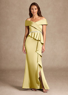 Azazie Dareia vestidos de madre de la novia Vestido de Sorbete De Limón de Satén Elástico de Sirena con Vestidos sin tirantes image1