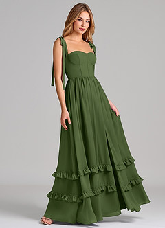 Azazie Anastacia Bridesmaid Dresses Olive A-Line Sweetheart Neckline Chiffon Dress image4