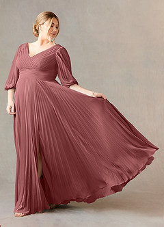 Azazie Zahara 신부의 어머니 드레스 A라인 쉬폰 바닥 길이 드레스 image9
