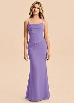 Azazie Sorrel Junior Meerjungfrau-Linie Plissee Chiffon Kleid Tahiti image5