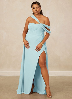 Christian Siriano Bridal for Azazie 1014 Bridesmaid Dresses Sea Glass A-Line Off the Shoulder Chiffon Dress image12