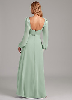 Azazie Simone Abiti da Damigella Abito A-Line in Chiffon Manica Lunga Agave image2