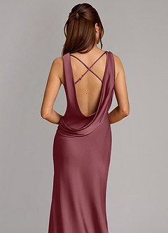 Azazie Cheryl Bridesmaid Dresses Desert Rose Mermaid Stretch Satin Dress image2