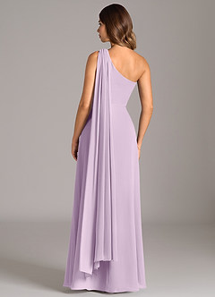 Azazie Tella Bridesmaid Dresses Frosted Lilac A-Line One Shoulder Chiffon Dress image6