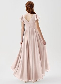 Azazie Caria Junior Rose Petal A-Line Pleated Chiffon Dress image2