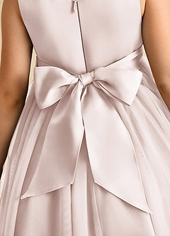 Azazie Twinsie Final Sale Rose Petal A-Line Bow Tulle Dress image8