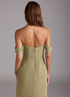 Azazie Saige Jurken voor bruidsmeisjes Converteerbaar Jurk van Chiffon met A-Lijn Off the Shoulder Mosgroen image6