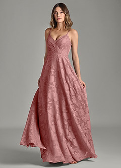 Azazie Amani Bridesmaid Dresses Dusty Rose A-Line Pleated Floral Burnout Dress image4
