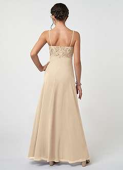 Azazie Sonya Junior Champagne A-Line Lace Chiffon Dress image2