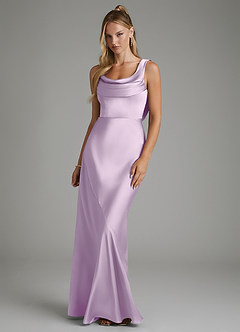 Azazie Elena Bridesmaid Dresses Frosted Lilac Mermaid Pleated Stretch Satin Dress image1