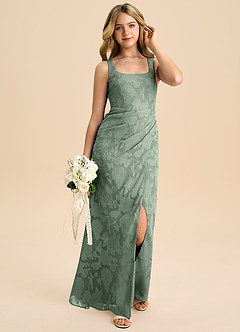 Azazie Mero Junior Robe Fourreau en Blumen-Burnout Plissée Matcha image6