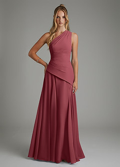 Azazie Holly Bridesmaid Dresses Merlot A-Line Corset Chiffon Dress image1