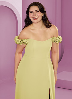 Barbie ♥ Azazie Bridesmaid Dresses Lemon Sorbet A-Line Off the Shoulder Chiffon Convertible Dress image16