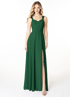 Azazie Julie Bridesmaid Dresses Dark Green A-Line Sweetheart Neckline Chiffon Dress image1