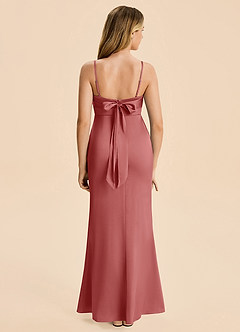 Azazie Mia Junior Vestido Rosa Antigua de Satén Elástico de Corte Sirena con Plisado image2