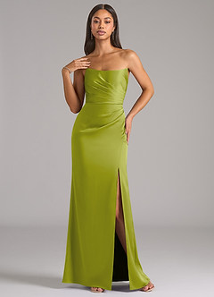 Azazie Marla Robes de demoiselle d'honneur Robe Fourreau Convertible en Satin extensible Bustier Citronnelle image3