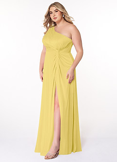 Azazie Brooke Šaty pre družičky A-Line Jedno rameno Sieťovina Dĺžka podlahy Šaty image8