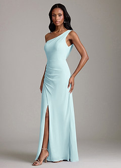 Azazie Madelyn Bridesmaid Dresses Sea Glass Mermaid One Shoulder Chiffon Convertible Dress image6