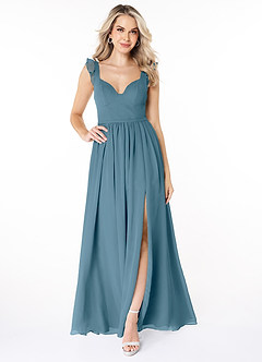 Azazie Stassie Final Sale Bermuda A-Line Sweetheart Ruched Chiffon Dress image3