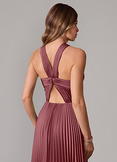 Azazie Afra Bridesmaid Dresses Desert Rose A-Line Pleated Stretch Satin Dress image6