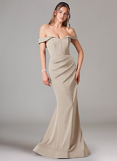 Azazie Everly Bridesmaid Dresses Frost Mermaid Off the Shoulder Stretch Satin Convertible Dress image1