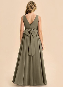Azazie Hathaway Junior Willow Green A-Line Bow Chiffon Dress image1
