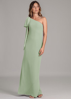 Azazie Capri Bridesmaid Dresses Dusty Sage A-Line One Shoulder Chiffon Dress image5