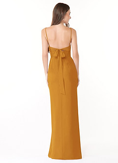 Azazie Mai Bridesmaid Dresses Butterscotch Sheath Pleated Chiffon Dress image2