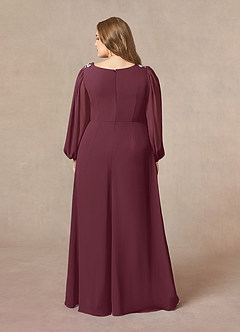 Azazie Gypsy Mother of the Bride Dresses Cabernet A-Line V-Neck Sequins Chiffon Dress image8