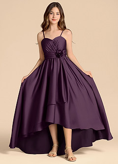Azazie Catalina Junior Plum A-Line Sweetheart Neckline Stretch Satin Dress image4