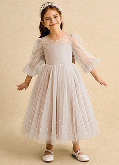 Azazie Trudy Blumenmädchenkleider Ballkleid Herzausschnitt Tüll Kleid Englisches Rosa image3