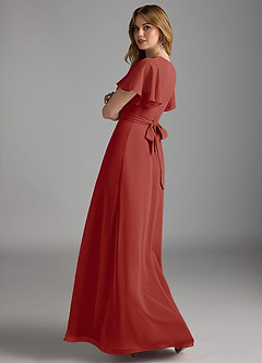 Azazie Zaniah Bridesmaid Dresses Terracotta A-Line Chiffon Dress image7