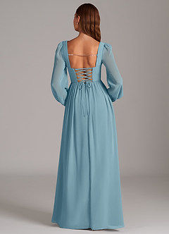 Azazie Maree Bridesmaid Dresses Moody Blue A-Line Corset Chiffon Dress image6