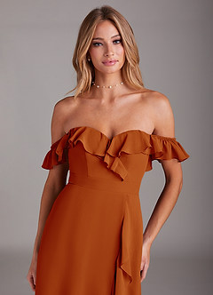Azazie Lyra Bridesmaid Dresses Paprika A-Line Chiffon Convertible Dress image9